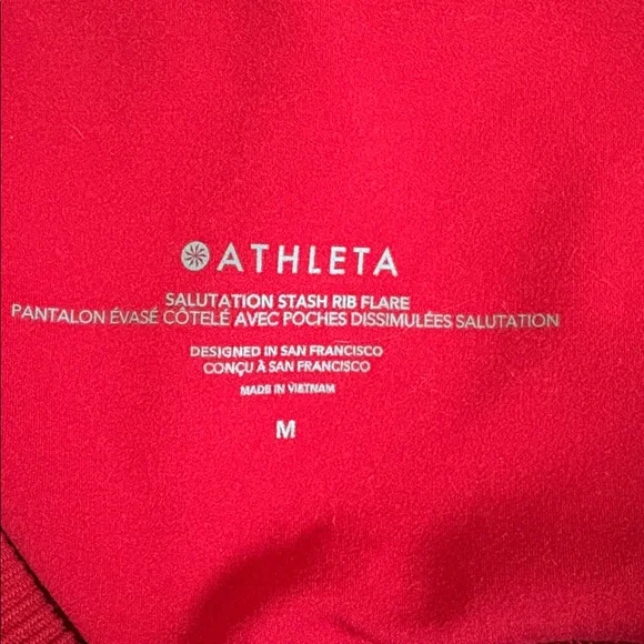 ATHLETA salutation stash ribbed flare in candy red size medium workout gym - Picture 8 of 10